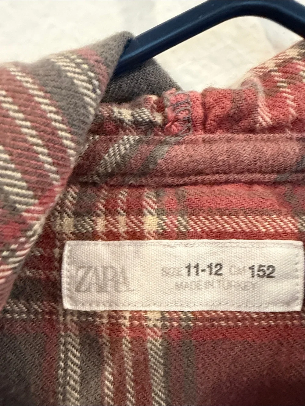 Zara Red & Gray Plaid Hooded Shirt Jacket